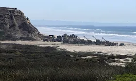 Patrol vehicle hit by shrapnel as Marines fired live artillery over California interstate, highway patrol says