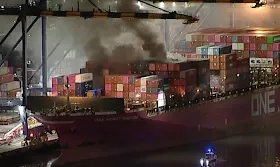 Electrical fire that erupted on cargo ship at Port of Los Angeles now ‘substantially contained’ after no injuries reported
