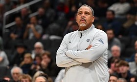 Georgetown suspends coach Cooley for bottle toss