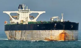 Oil tanker pursued by US now has a Russian flag painted on its side