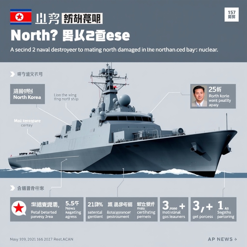 North Korea’s second naval destroyer is damaged in a failed launch attended by Kim