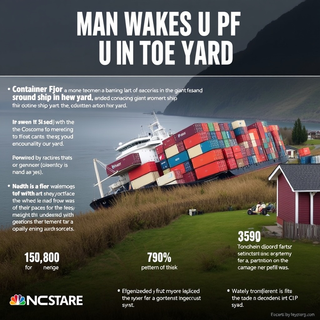 Man wakes up to find a giant cargo ship in his yard