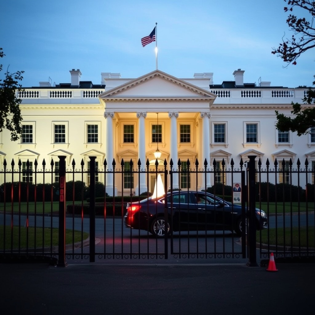 Man taken into custody after driving his car into security gate outside White House, authorities say