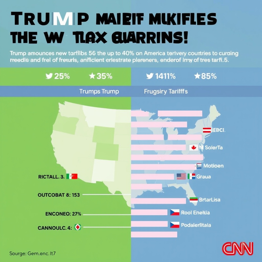 Trump announces new tariffs of up to 40% on a growing number of countries