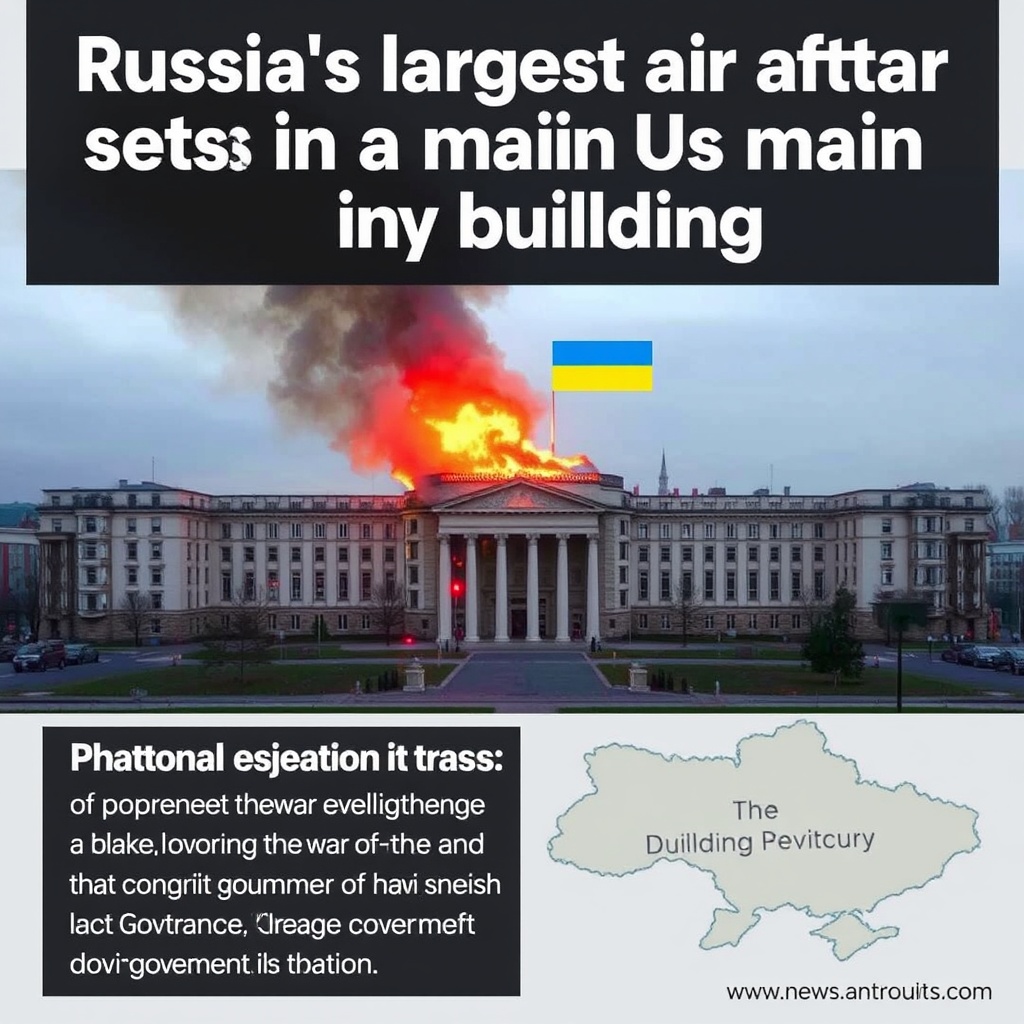 Russia's largest air attack on Ukraine sets fire to main government building